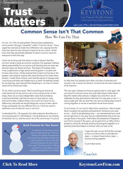 Common Sense Isn't That Common - Keystone Law Firm Arizona Newsletters