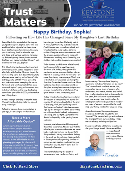 Happy Birthday, Sophia! - Keystone Law Firm Arizona Newsletters