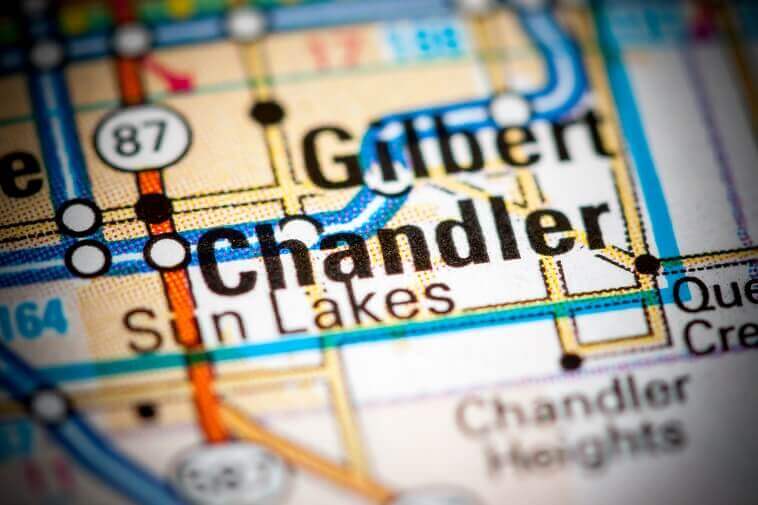 Map showing where Chandler Arizona is located